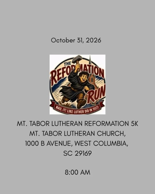 ON THE TOUR THIS WEEK: Mt. Tabor Lutheran Reformation 5k Date: October 31, 2026 Location: Mt. Tabor Lutheran Church, 1000 B Avenue, West…
