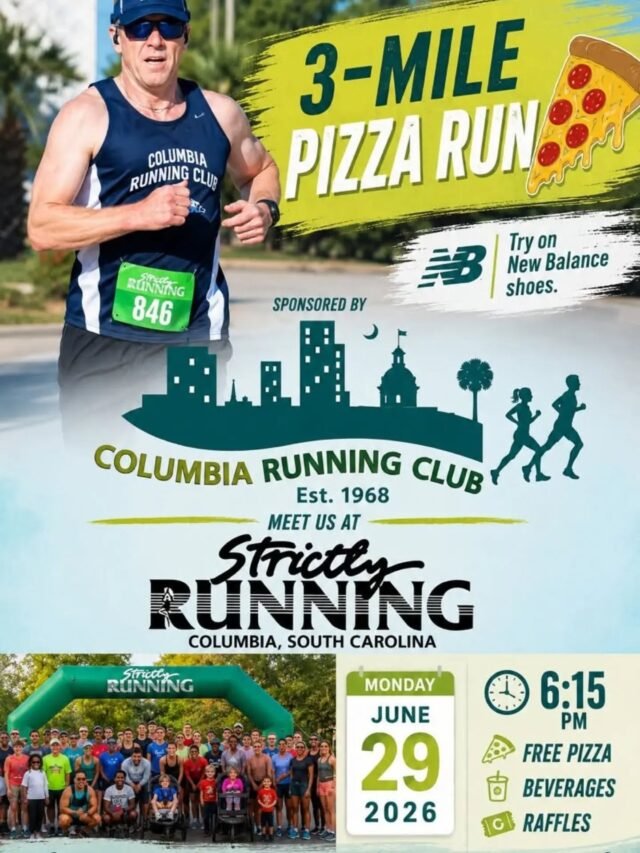 TONIGHT! Free pizza, beer, raffles, and a group run. Be there or be square! Location: Strictly Running, 2515 Devine St, Columbia, SC 29205…